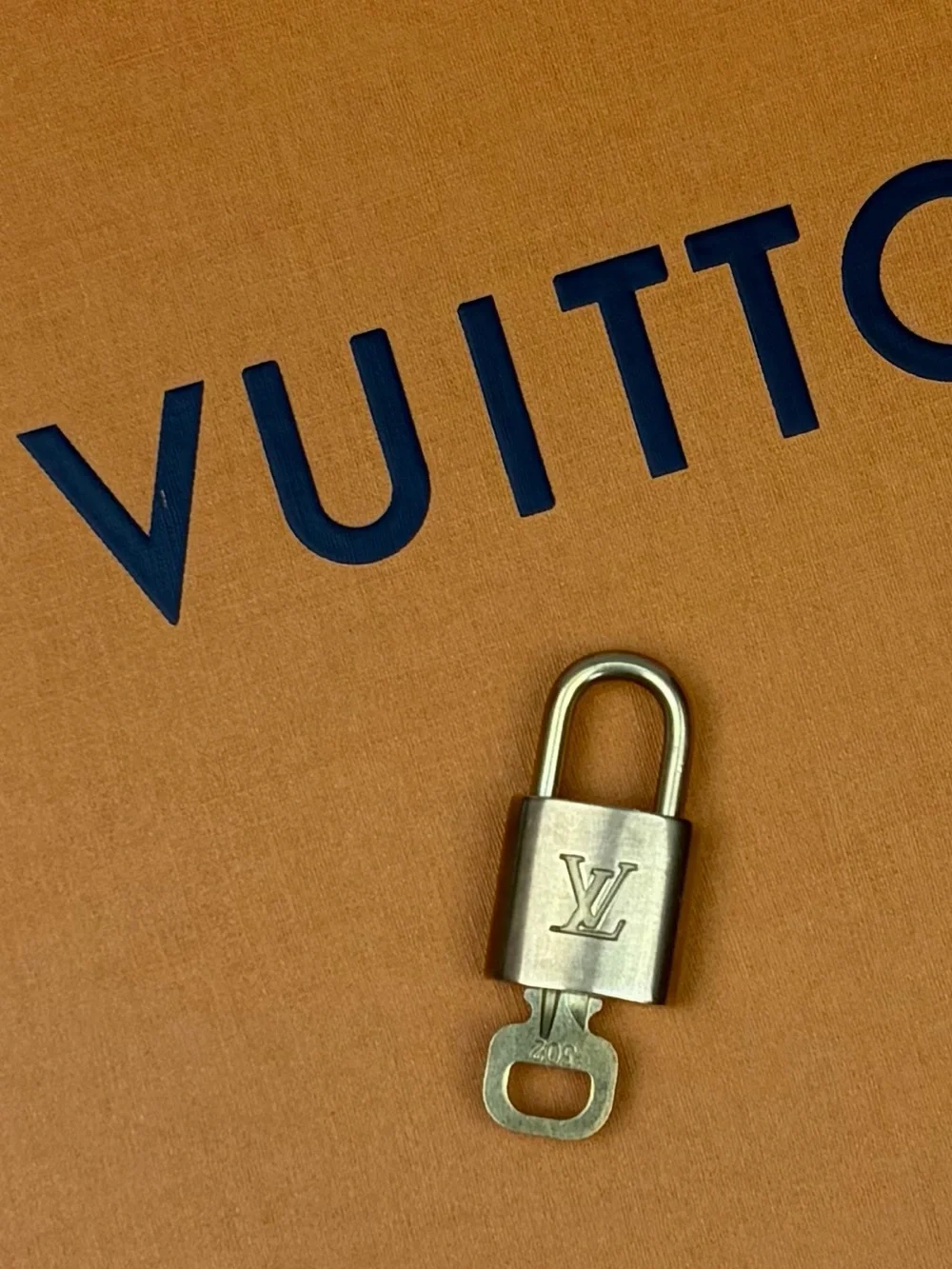 Louis Vuitton Authentic LV Brass Lock and Key #302 Bag Charm Necklace Pendant